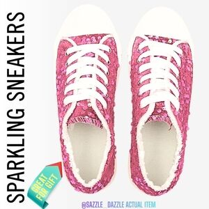 Sparkling Hot Pink Sequin Women's Sneakers Size 9 NEW NWT